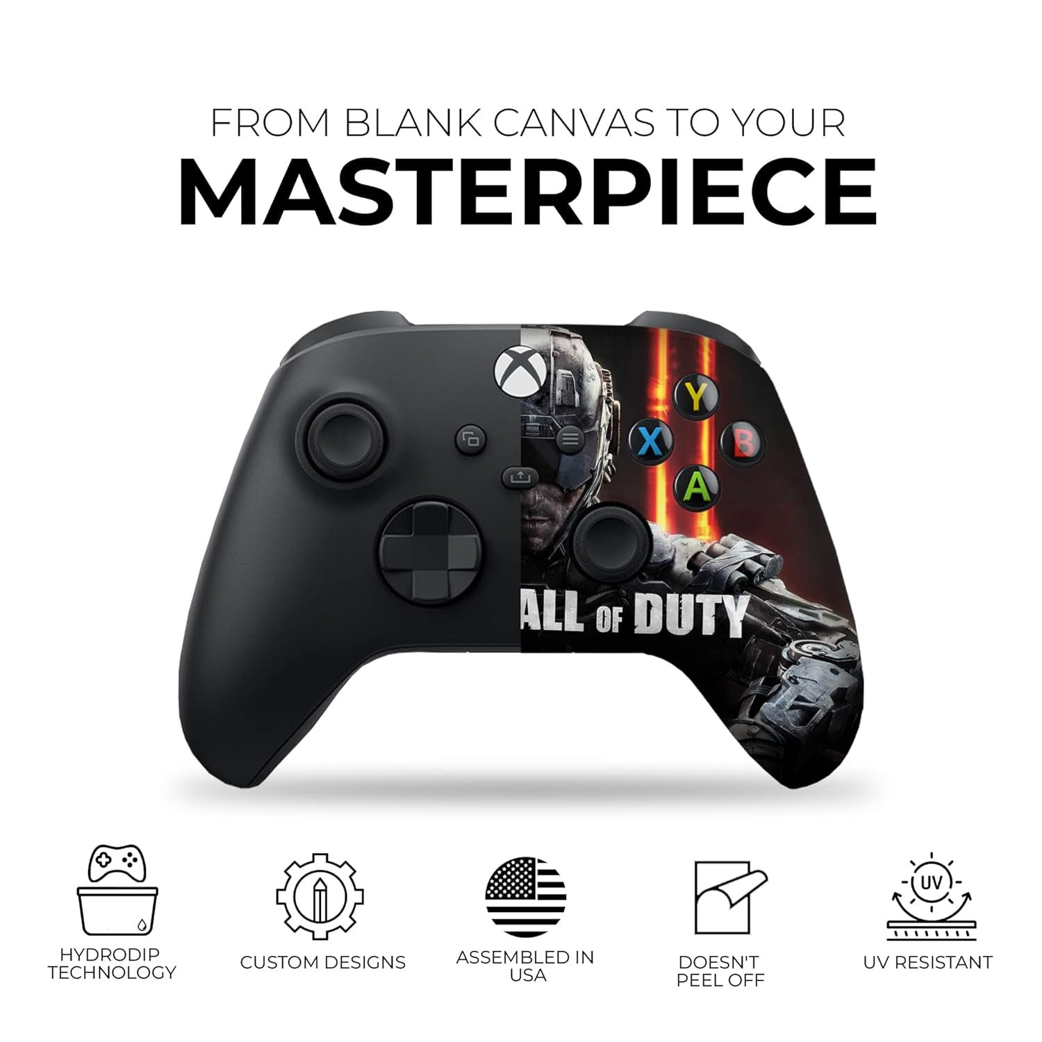 Calls of Duty Dual Custom X-Box Controller Wireless Compatible with X-Box One/X-Box Series X/S Proudly Customized in USA with Permanent HYDRO-DIP Printing(Not JUST a SKIN) (MODDED