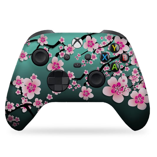 Cherry Blossom Custom X-Box Controller Wireless Compatible with X-Box One/X-Box Series X/S Proudly Customized in USA with Permanent HYDRO-DIP Printing(Not JUST a SKIN) (MODDED)